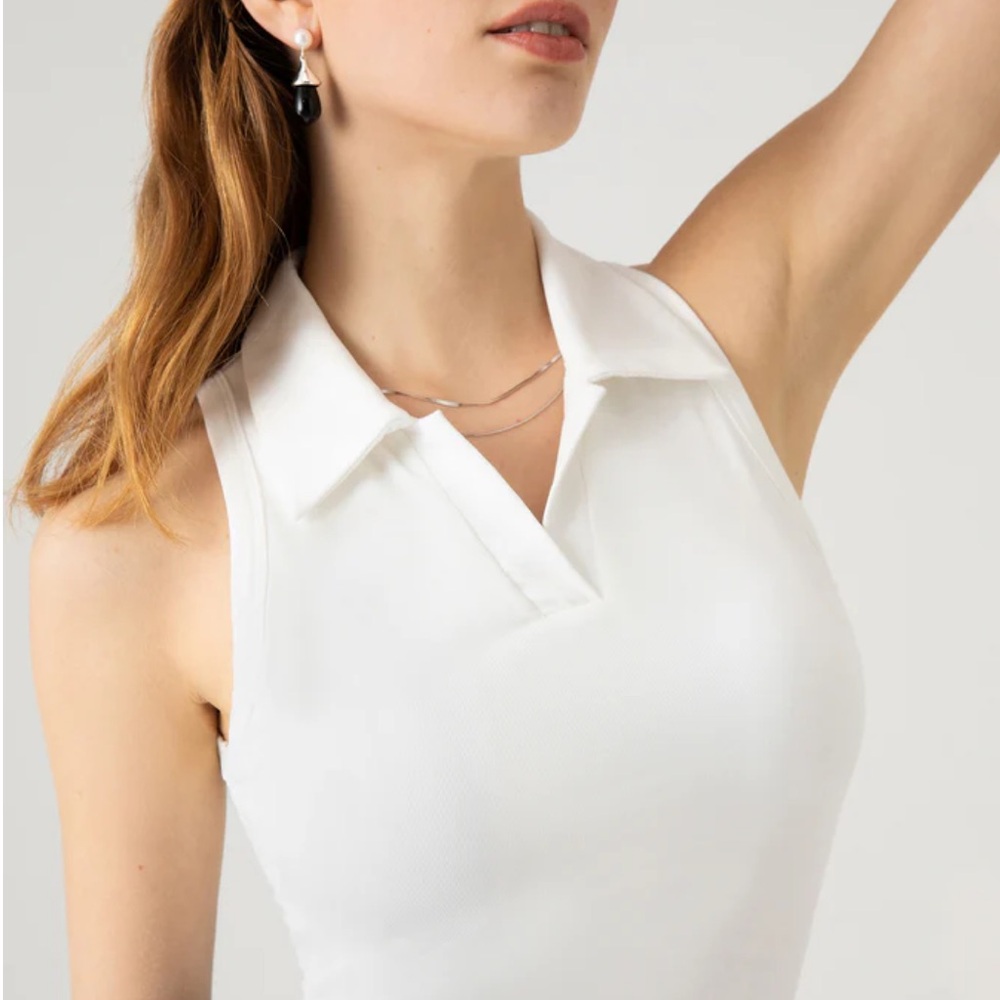 OGL White Sleeveless Polo Brami
